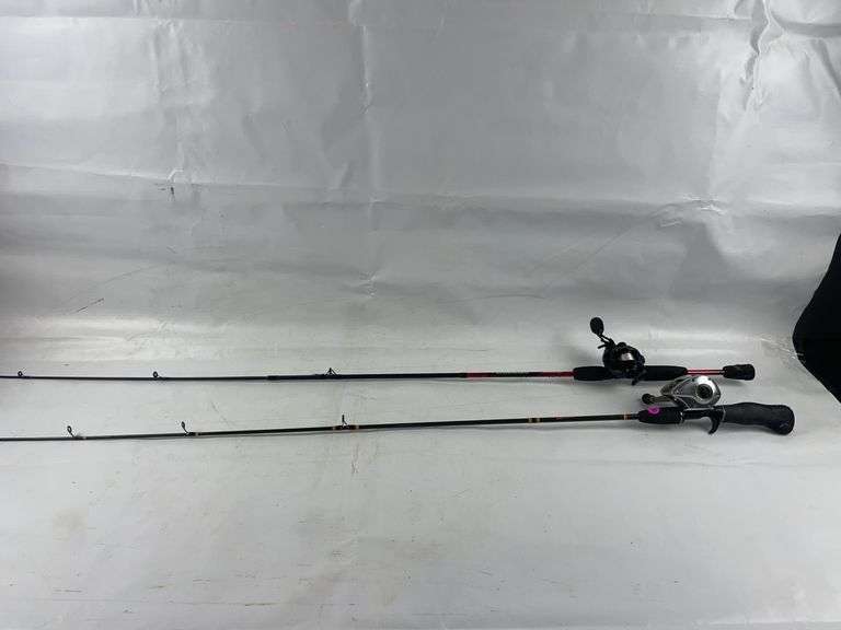 2 fishing poles and baitcaster reels image