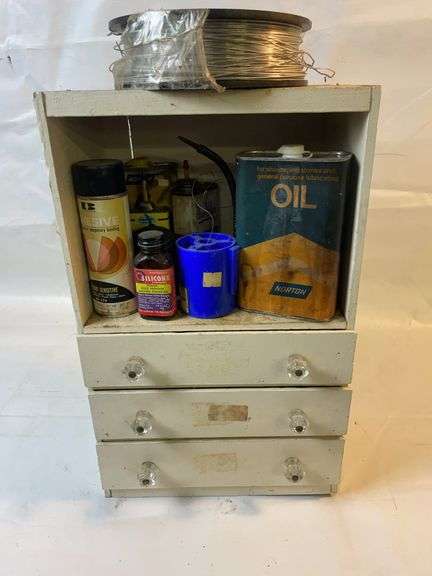 Small old cabinet and all contents image