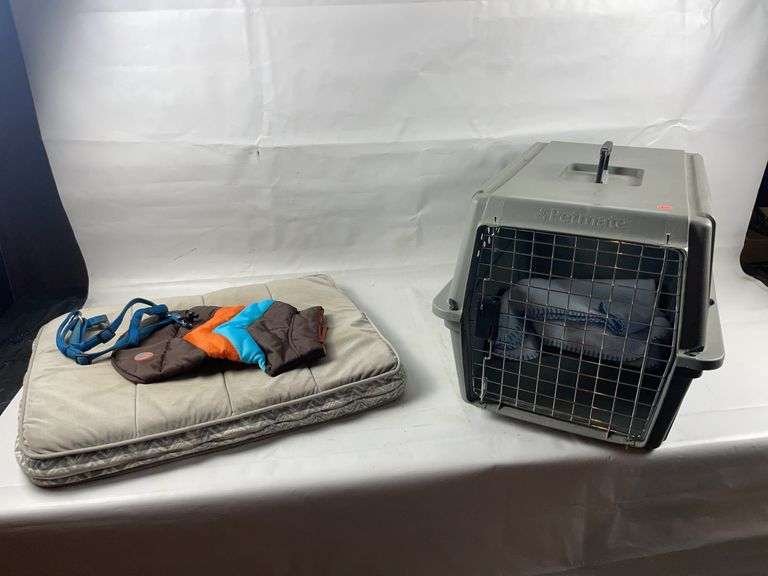 Dog crate and bed image