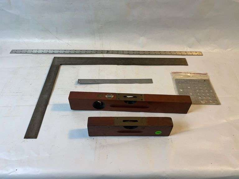 Vintage wooden levels and squares image