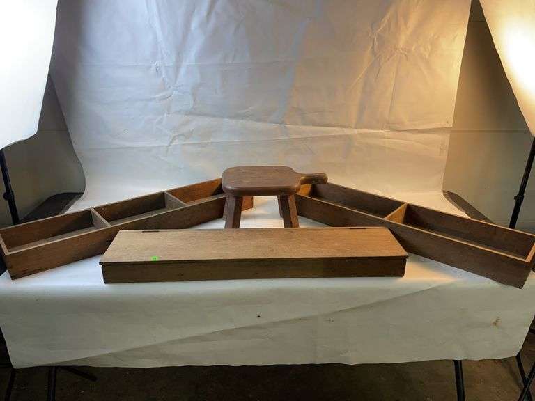 Old wooden boxes and stool image