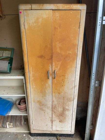 Vintage white metal cabinet image