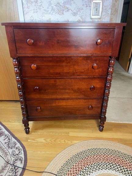 Solid cherry vintage empire style chest of drawers image