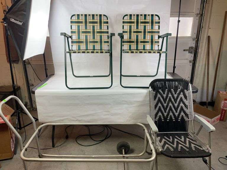 Trash can hauler and lawn chairs image