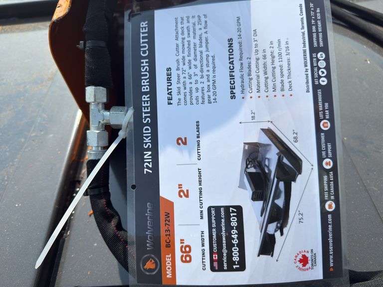 72” Wolverine Skid Steer Brush Cutter