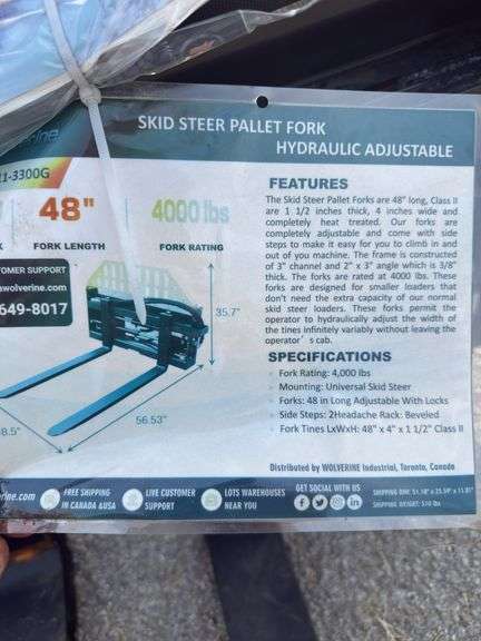 Wolverine Hydraulic adjustable Pallet forks