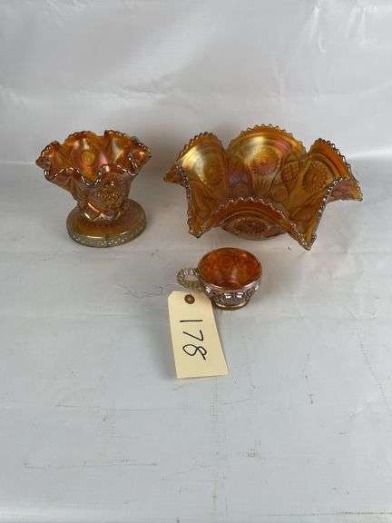 Carnival Glass Iridescent Set - Three Pieces