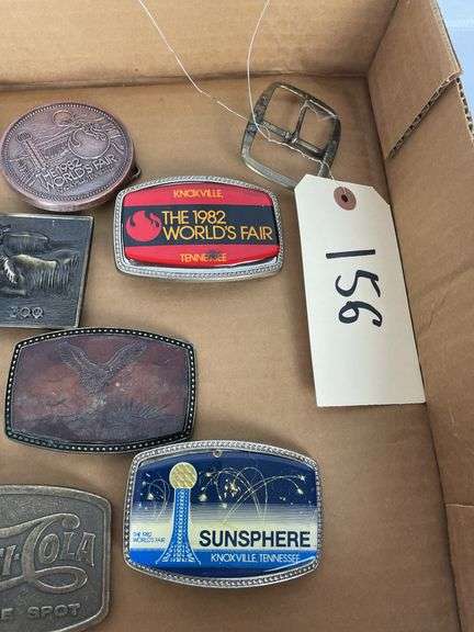 Lot of 14 Collectible Belt Buckles: Pepsi, 1982 World's Fair, Eagle, Cincinnati Zoo & More