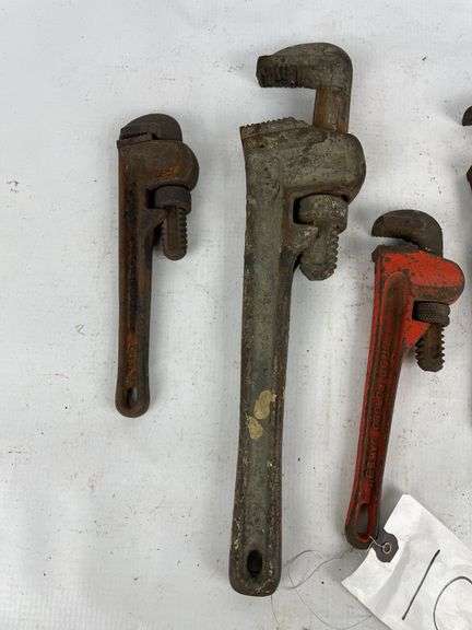 Various size pipe wrenches