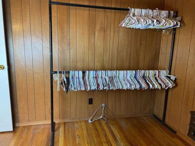 Black Metal Clothing Rack with Hangers