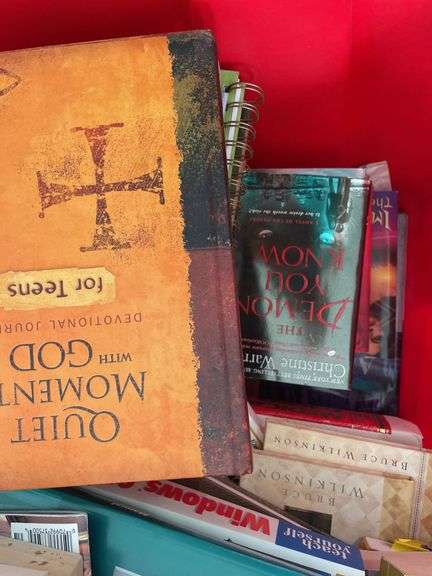 Collection of Books in Red Tote