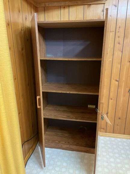 Wood Grain Double Door Storage Cabinet