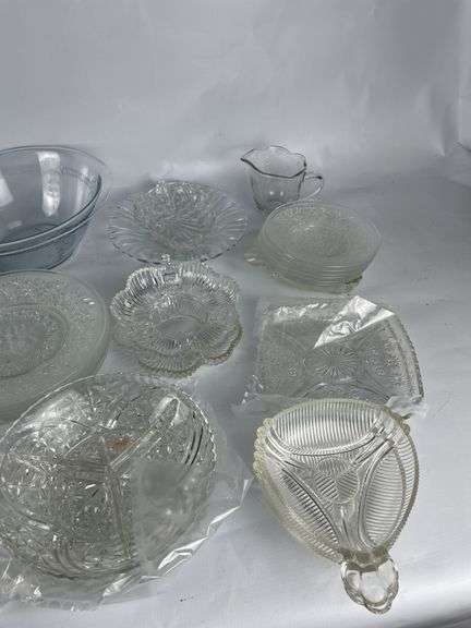 Collection of Clear Glassware - Bowls, Plates, and More