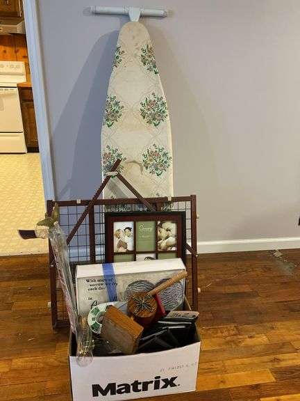 Household Assortment: Ironing Board, Dog Gate, Picture Frames & More
