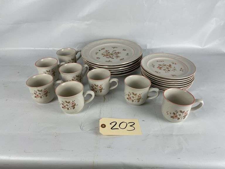Country Ware Stoneware Dish Set - Plates, Saucers, Cups