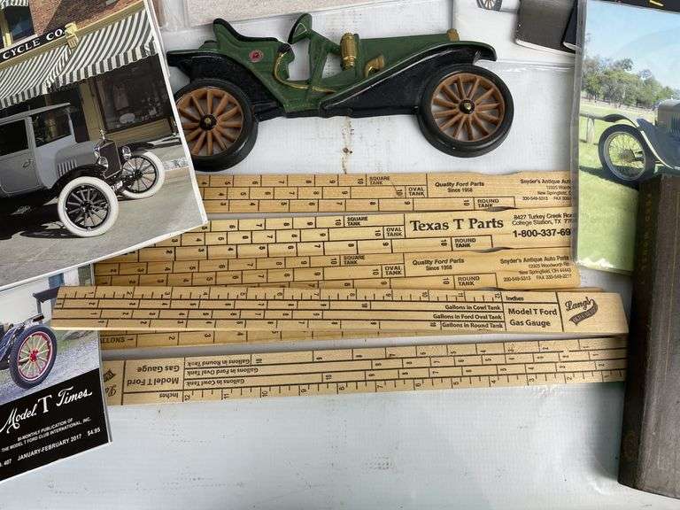 Model T Ford Memorabilia Lot: Magazines, Books, Rulers, Cast Iron Figure