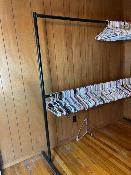 Black Metal Clothing Rack with Hangers