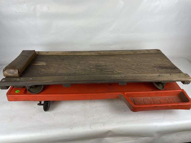 Two Mechanic's Creepers - One Plastic and One Wooden