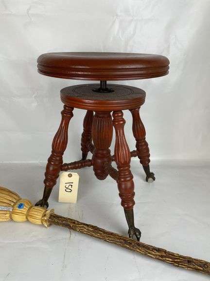 Piano Stool with Claw Feet & Berea College Broom