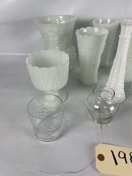Assorted Milk Glass Collection - Vases, Bowls, and More