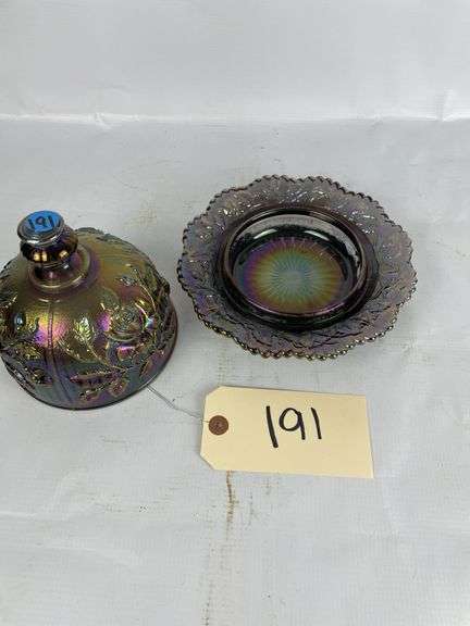 Carnival Glass Butter Dish with Lid