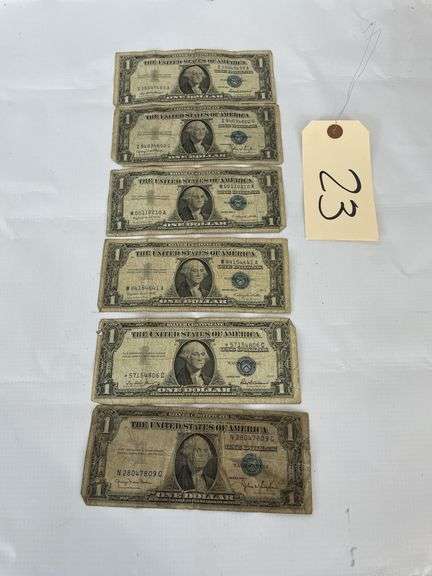 Lot of 6 Silver Certificate $1 Bills