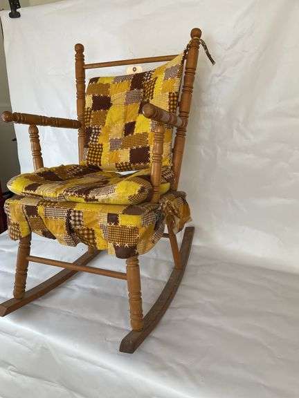 Wooden Children's Rocking Chair with Quilted Cushion