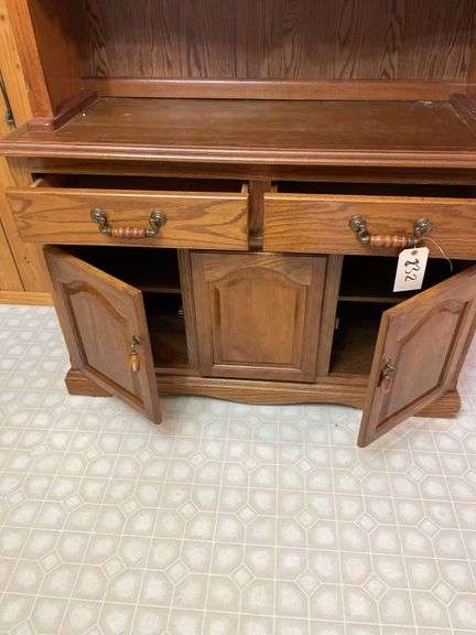 Wooden Hutch with Glass Doors