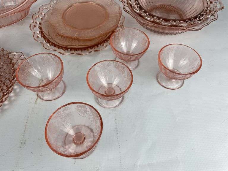 Pink Depression Glass Dishware Lot
