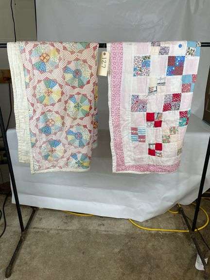 Two Handmade Lap Quilts - Pinwheel & Pink Patchwork