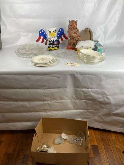 Glassware, Owl Figurines, Toilet Paper Holder and More