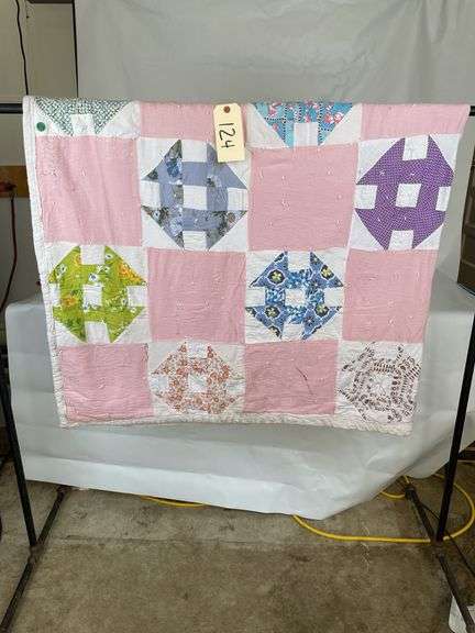 Handmade Pink Patchwork Quilt - 56" x 74"