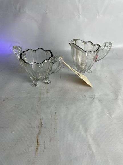 Uranium Glass Creamer and Sugar Bowl Set