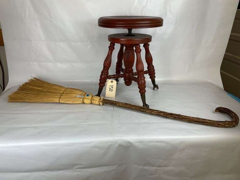 Piano Stool with Claw Feet & Berea College Broom