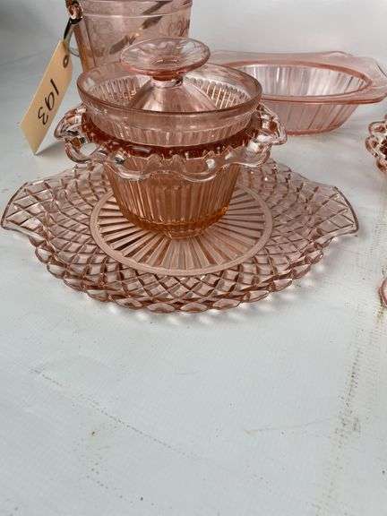 Pink Depression Glass Dishware Lot