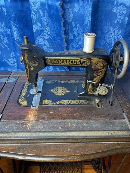 Damascus Treadle Sewing Machine with Accessories
