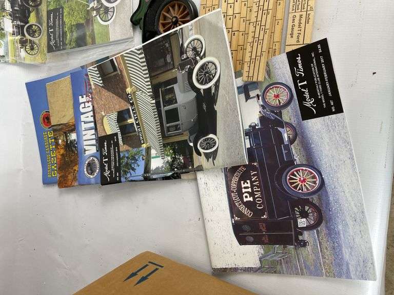 Model T Ford Memorabilia Lot: Magazines, Books, Rulers, Cast Iron Figure