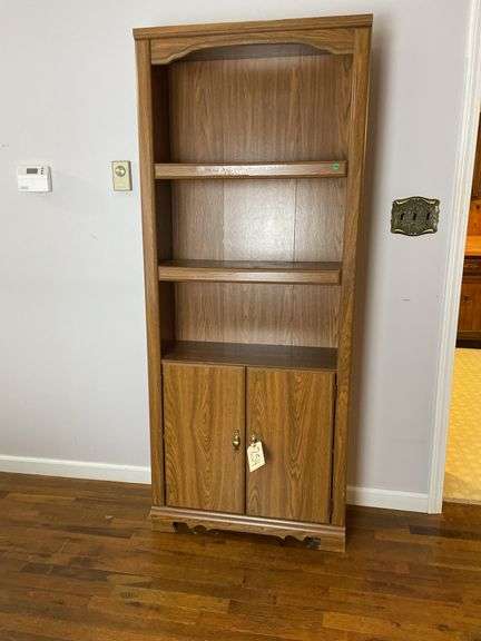 Wooden Bookcase with Cabinet Doors