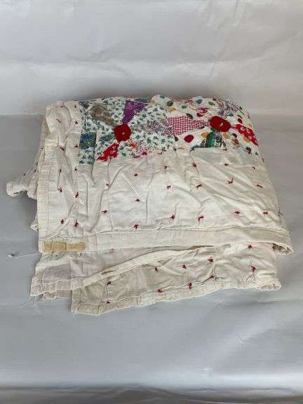 Handmade Quilt with Floral and Geometric Patchwork
