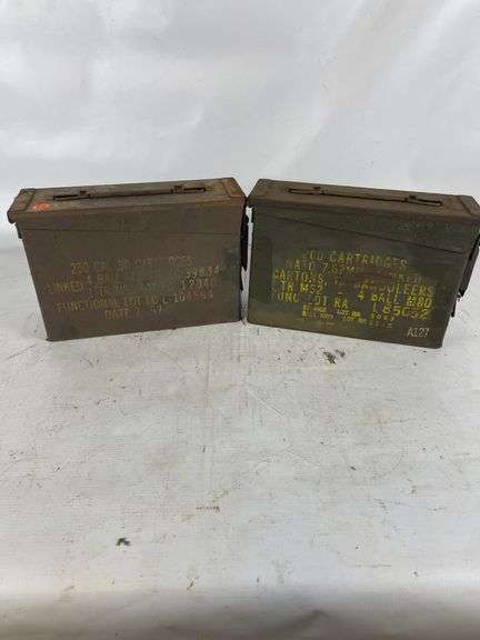 Two Military Metal Ammunition Storage Boxes