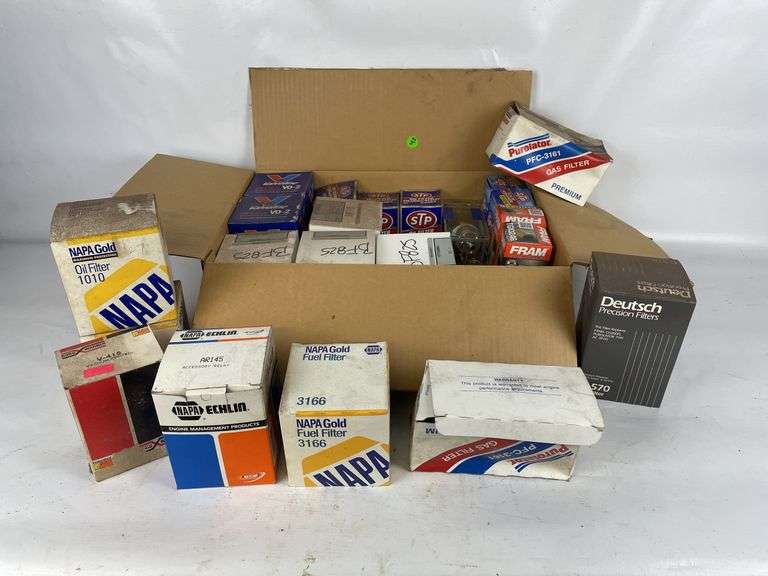 Assorted Fuel and Oil Filters: NAPA, STP, FRAM, and More