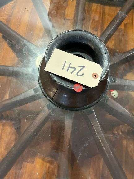 Wagon Wheel Coffee Table with Glass Top