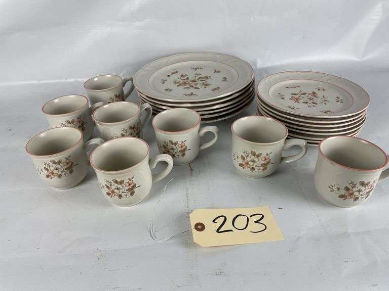 Country Ware Stoneware Dish Set - Plates, Saucers, Cups