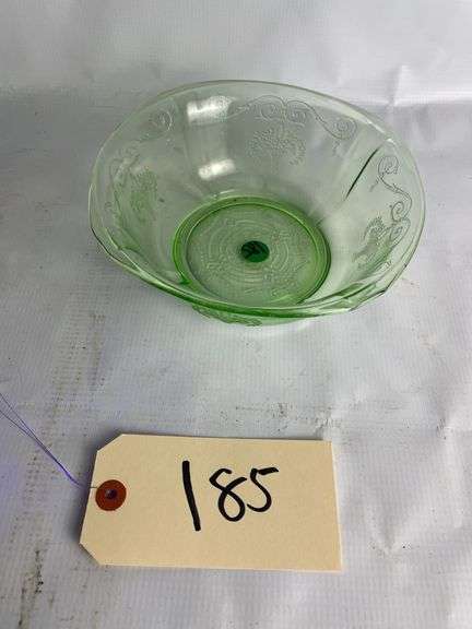 Uranium Green Depression Glass Bowl