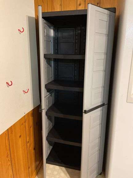 Grey Plastic Double Door Storage Cabinet
