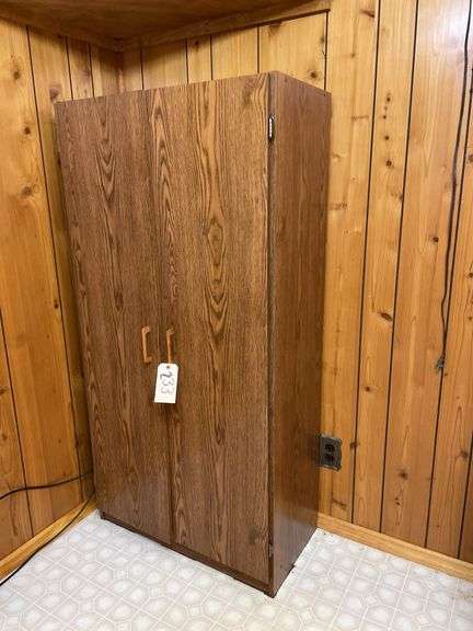 Wood Grain Double Door Storage Cabinet