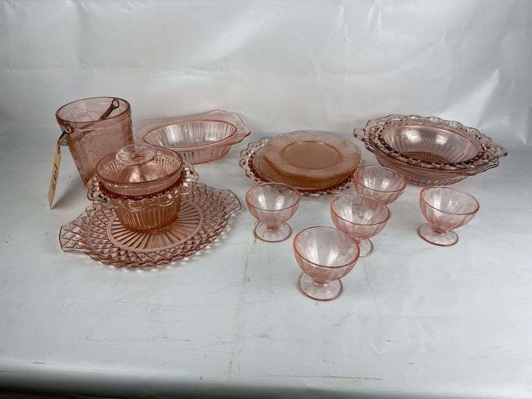 Pink Depression Glass Dishware Lot