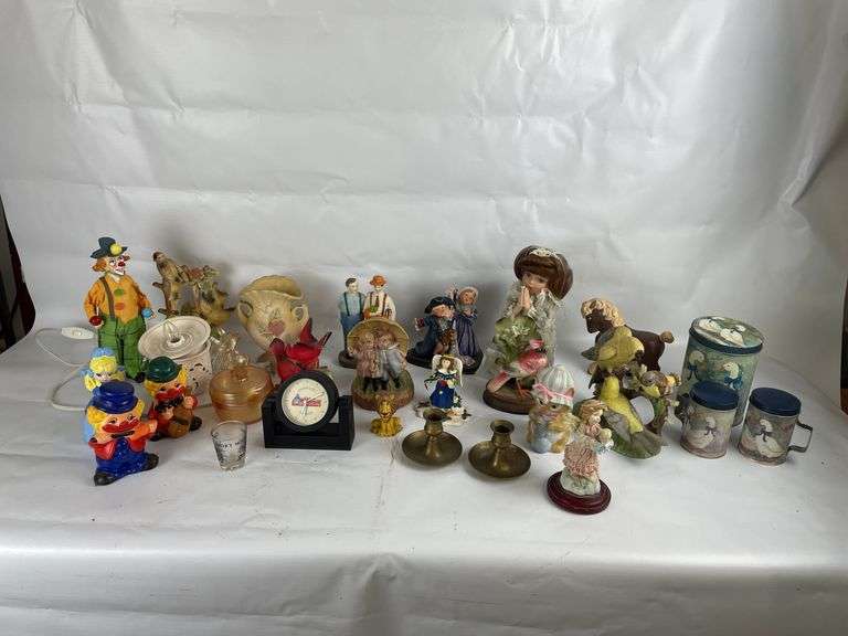 Boxes of Assorted Figurines, Clock, and Decorative Items