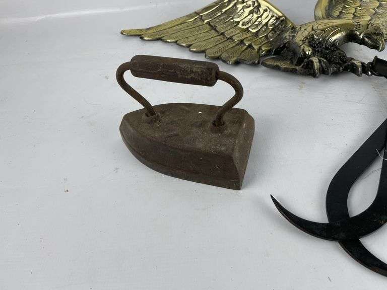 Cast Iron Sad Irons and Eagle Wall Hanger