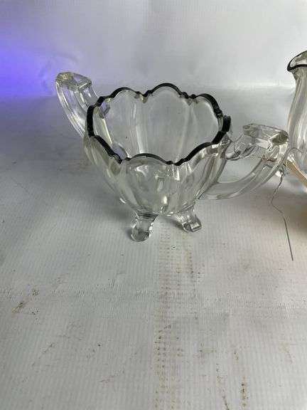 Uranium Glass Creamer and Sugar Bowl Set